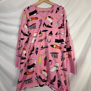 Nick & Nora Pink Shoe Print Pajama Top
